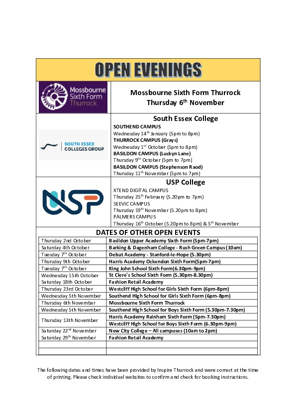 Open Evening Poster